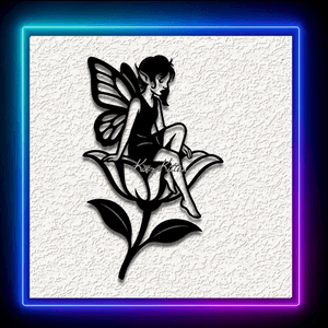 Fairy Pixie On Flower Wall Art Home Decor