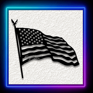 USA Flag Pole Wall Art Home Decor