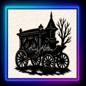 Eerie Haunted Carriage Wall Art Home Decor