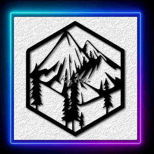 Mountains with Pine Trees Outdoor Scene Wall Art Home Decor