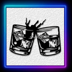 Two Whiskey Glasses Bar Sign Wall Art Home Decor