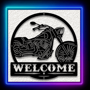 Harley Davidson Welcome Sign Wall Art HD Motorcycle Home Decor