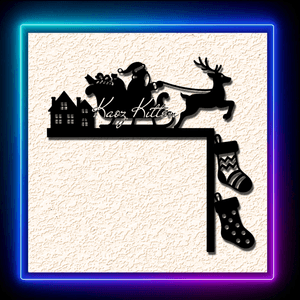 Reindeer Christmas Santa Sleigh Reindeer Door Topper