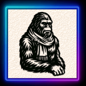 Winter Sasquatch Wrapped in Scarf Wall Art Home Decor 