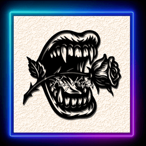 Vampire Romance Rose Fangs Wall Art Home Decor