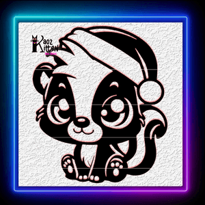 Santa Hat Skunk Christmas Wall Art Home Decor