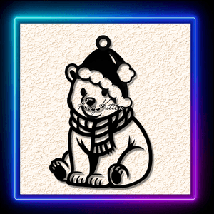 Cute Christmas Snow Bear With Scarf Ornament