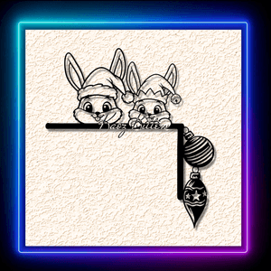 Bunny Santa Hat Christmas Door Topper