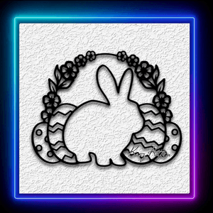 Easter Bunny Eggs Wall Art Rabbit Flowers Home Decor