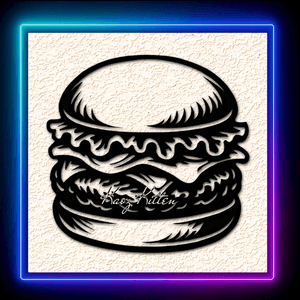  Hamburger Patty Burger Outline Wall Art Home Decor
