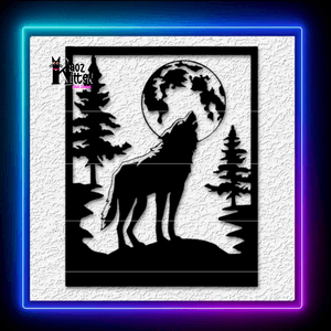 Wolf Full Moon Wall Art Howling Wolf Mountain Decor Wall Art Home Decor