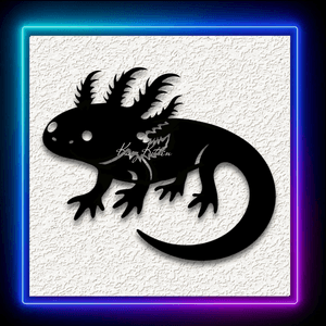 Black Axolotl Cute Amphibian Wall Art Salamander Home Decor