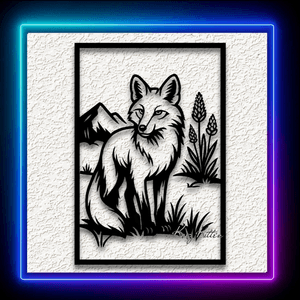 Framed Fox Wall Art Mountain Wildlife Home Decor
