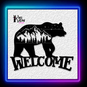 Welcome Bear Sign Wall Art Mountain Cabin Decor Wall Art Home Decor