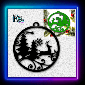 2 Files Christmas Tree Ornament Reindeer Wonderland Wall Art Home Decor