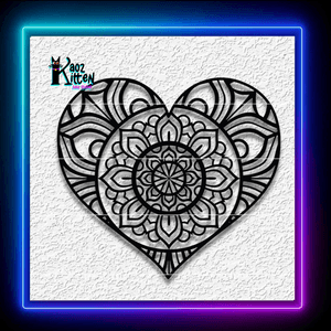 Valentines Day Mandala Heart with Flowers Love Wall Art Home Decor