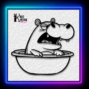 Moo Deng Bath Wall Art Funny Hippo Internet Meme Decor Wall Art Home Decor