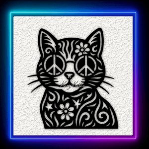 Boho Hippie Cat Wall Art Home Decor