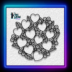 Hearts with Flowers Valentines Day Cluster Wall Art Home Decor