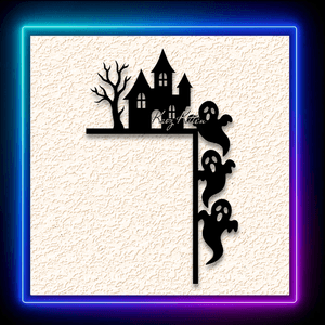 Haunted House Halloween Ghost Door Topper Wall Art Home Decor