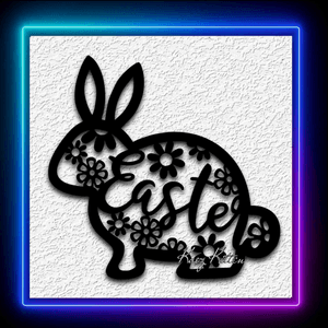 Easter Bunny Flowers Wall Art Rabbit Home Decor