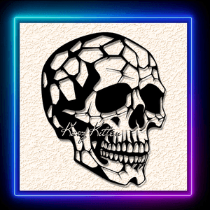 Damaged Skull Cracked Wall Art Home Decor