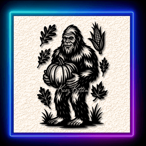 Autumn Thanksgiving Sasquatch With Leaves