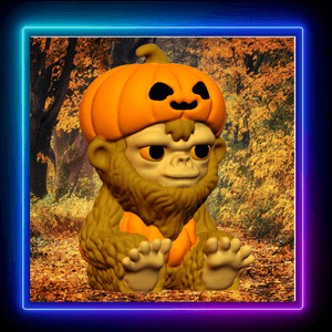 Baby Halloween Bigfoot Figurine Sasquatch with Pumpkin
