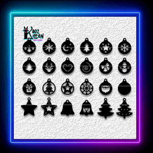 24 Pack of Different Christmas Jewelry Art Earrings Pendant Charms and Keychains Wall Art Home Decor