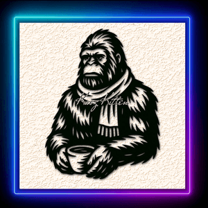 Winter Sasquatch Coffee Lover Wall Art Home Decor 