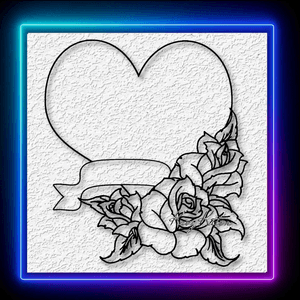 Heart with Ribbon and Roses Valentines Day Wall Art Home Decor