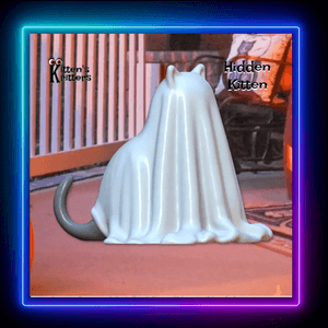 Hidden Kitten Halloween Kitty Figurine Ghost Cat