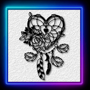 Heart Dreamcatcher Southwestern Flowers Wall Art Home Decor