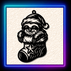 Christmas Sloth Santa Hat Stocking Ornament