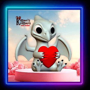 Valentines Day Pteranodon Love Keychain and Figurine Set of 4