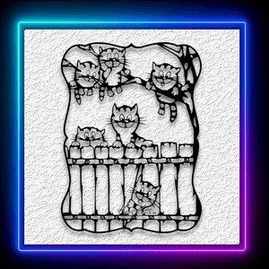 Fence Full of Kittens Wall Art Kitty Cat Home Decor