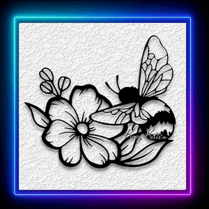 Honey Bee with Peony Flower Wall Art Garden Home Decor