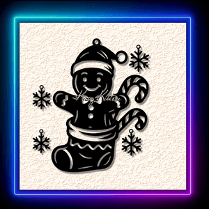 Jolly Gingerbread Man In Christmas Stocking Ornament