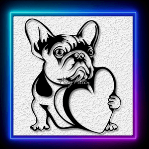 Frenchie Heart French Bulldog Wall Art Home Decor