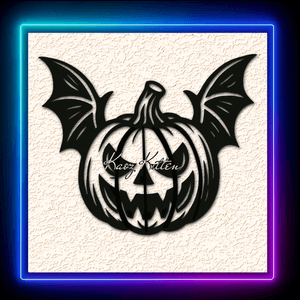   Evil Flying Bat Pumpkin Wall Art Home Decor
