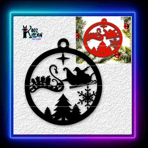 2 Files Santa’s Sleigh Wall Art &amp; Christmas Tree Ornament Home Decor
