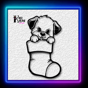 Puppy Stocking Wall Art Christmas Decor Wall Art Home Decor