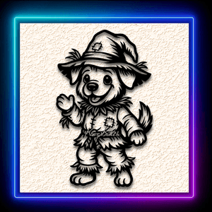 Puppy Dog Scarecrow Wall Art Home Decor