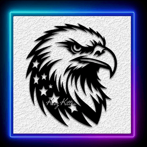Eagle Head with Flag and Stars Wall Art USA Home Decor