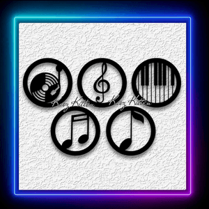 5 Music Circles Musician Notes Sheet Piano Wall Art Home Decor