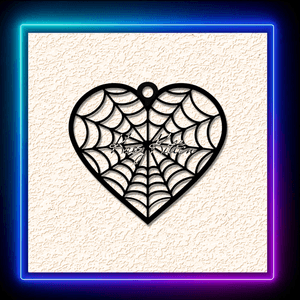 Spider Web Heart Love Keychain Earring