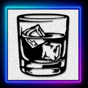 Whiskey Glass Ice Bar Sign Wall Art Home Decor