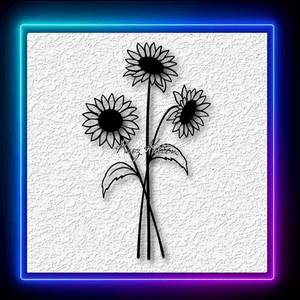 Three Long Stem Cut Sunflowers Flower Garden Wall Art Home Decor