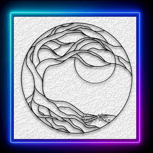 Tree Moon Stained Glass Wall Art Minimalist Home Decor