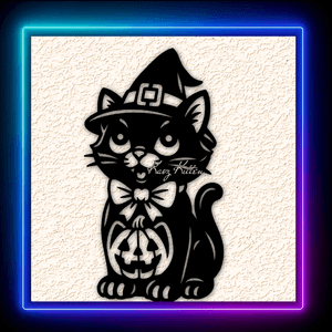 Halloween Kitty Cat Pumpkin Wall Art Home Decor